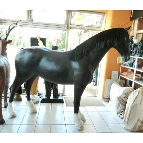 Ló-207cm-műszál sörénnyel-fekete