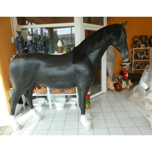 Ló-207cm-műszál sörénnyel-fekete