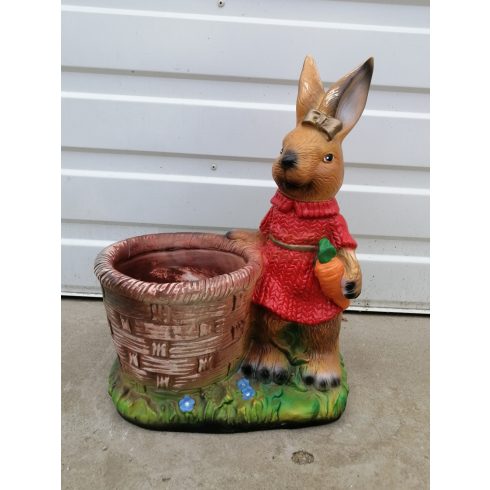 Nyúl-43cm-virágtartó-kosárral/répával