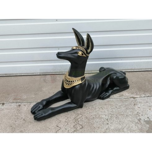 Anubisz-fekvő Sakál-53cm/fekete-arany