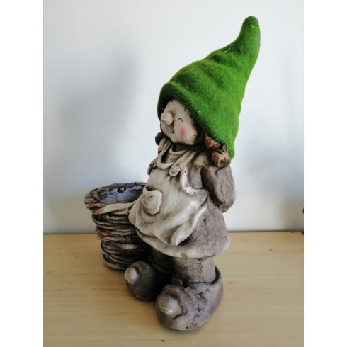 Gyerek-46cm-Tél manó-álló-VT-zöld sapkás-lány