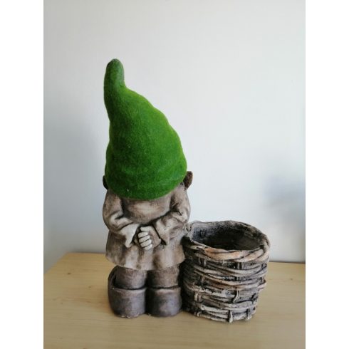 Gyerek-46cm-Tél manó-álló-VT-zöld sapkás-lány