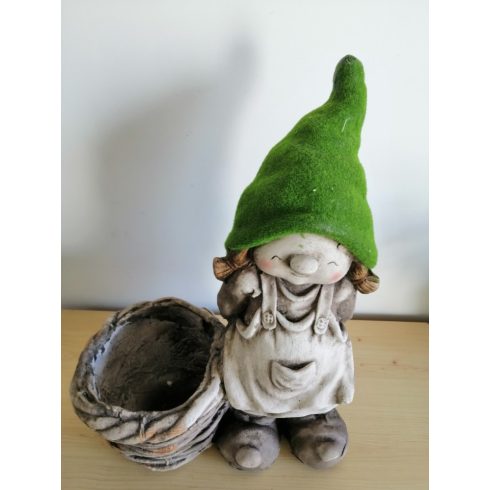 Gyerek-46cm-Tél manó-álló-VT-zöld sapkás-lány