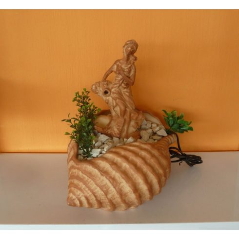 Kerámia-Csobogó-Öblös kagyló/női alakkal-terrakotta